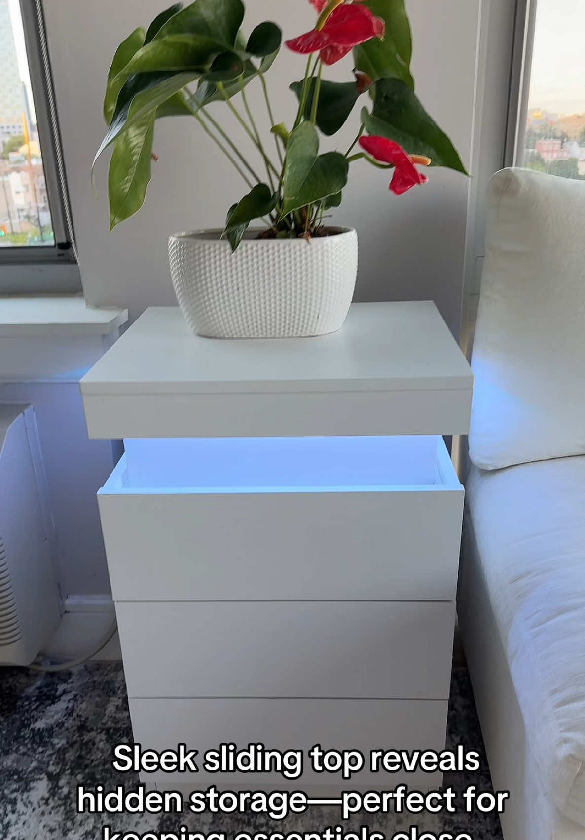 Transform your bedroom with this modern LED nightstand—storage, charging station, and mood lighting all in one ✨ @Sikaic Official  #LaborDaySale #Dealsforyoudays #TikTokShopCreatorPicks #mia_Manhattan_ny #bedroomdecor