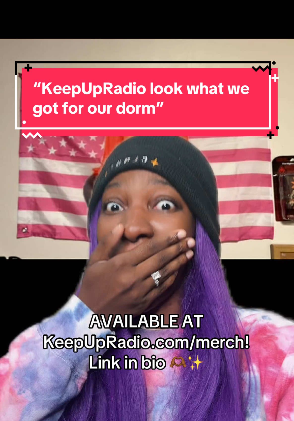 I was so honored when one of my viewers said “guess what I got for my dorm room at #college” 😭✨ This inspired me to make some flags for yall as well if you would like them! Available now on KeepUpRadio.com/merch! Link in bio!#greenscreen 