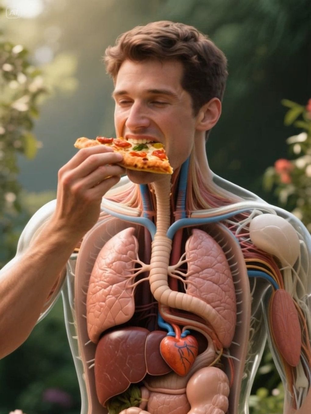OMG what happens after eating pizza 😱😱😱😱 #3d #anatomy #sideeffects #pizza #digestivesystem 