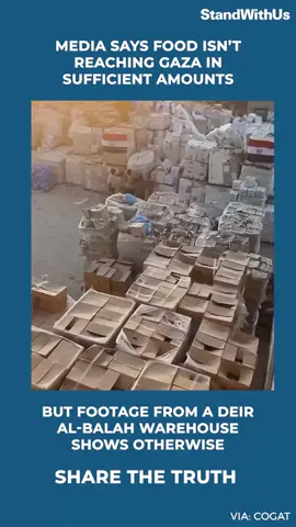 While mainstream media often reports that food is not reaching Gaza in sufficient quantities, recent footage from a warehouse in Deir al-Balah, Gaza reveals the truth. SHARE this so the world can see what’s really happening. Credit: COGAT