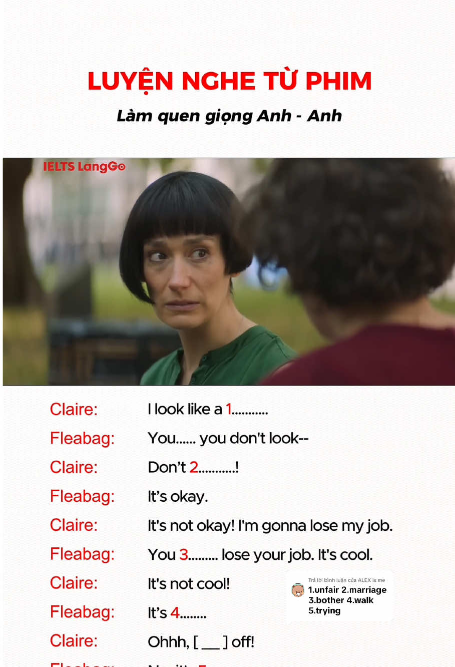 Trả lời @ALEX is me Trích đoạn hôm nay tấu hài lắm nha 🤣 các bạn có nghe được hết không? #ieltslanggo #hoctienganh #LearnOnTikTok #challenge #fyp 