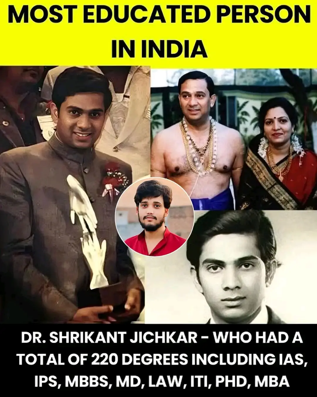 Dr. Shrikant Jichkar, a remarkable individual, holds an astonishing total of 220 degrees, including IAS, IPS, MBBS, MD, Law, ITI, PhD, and MBA. His incredible academic journey and diverse qualifications make him a true inspiration! 🌟  #DrShrikantJichkar #MostEducated #IndiaPride #AcademicGenius #inspiration #fyp #fypage #foryoupage #foryou #foryoupage❤️ #foryourpage❤️ #foryourpage #foryou❤️ #fypシ゚viral #fypシ #India 