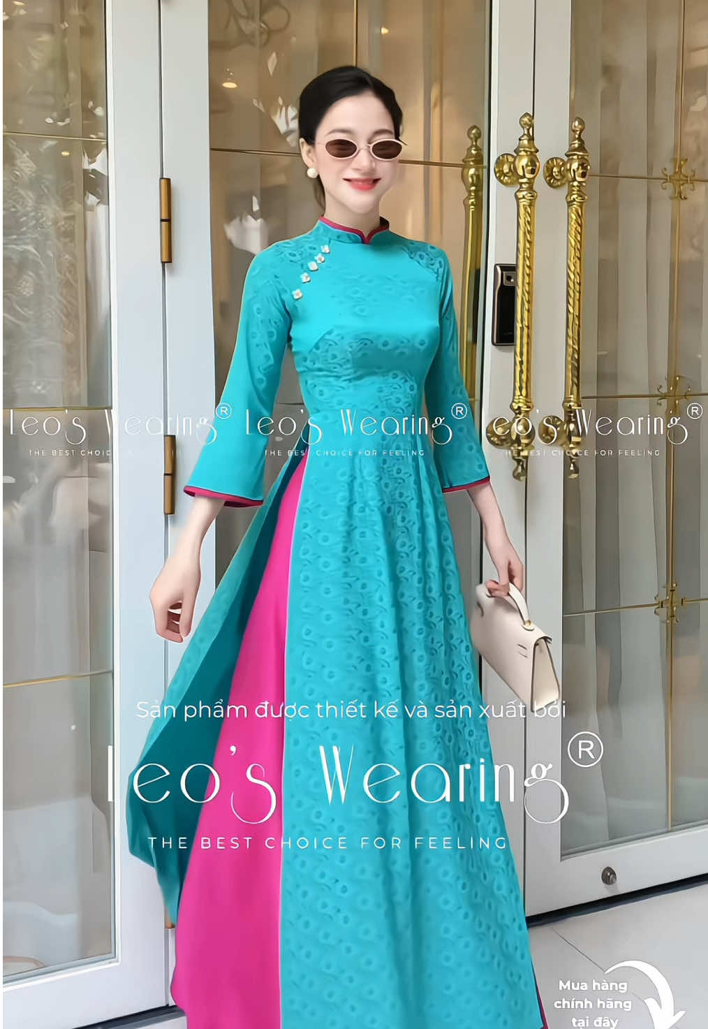 Áo dài lụa gấm 💙 #aodai #aodaithietke #aodaivietnam #aodaicachtan #leoswearingaodai 