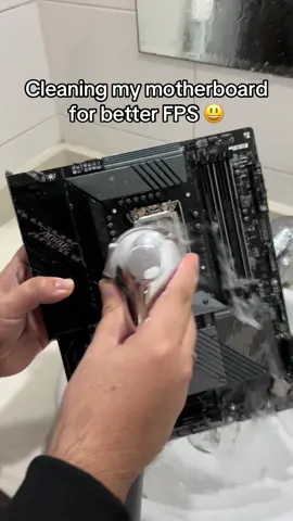* ⚠️ Never clean your motherboard with water! 😭 . . . #techtok #pc #pcgamers #CleanTok #motherboard 