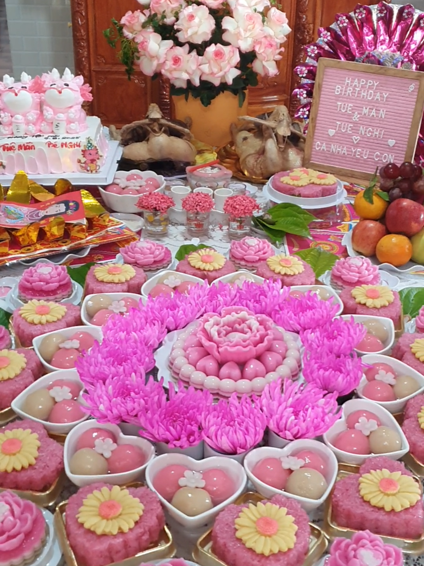 Mâm cúng sinh đôi cho bé 2 bé gái Tuệ Mẫn và Tuệ Nhi tại Thạnh Phú Cờ Đỏ hôn nay của bếp em💝 #mamcungthoinoi #cogangtungngay #mamcungdaythang #65cantho #Mâm_cúng_nguyên_Lê 