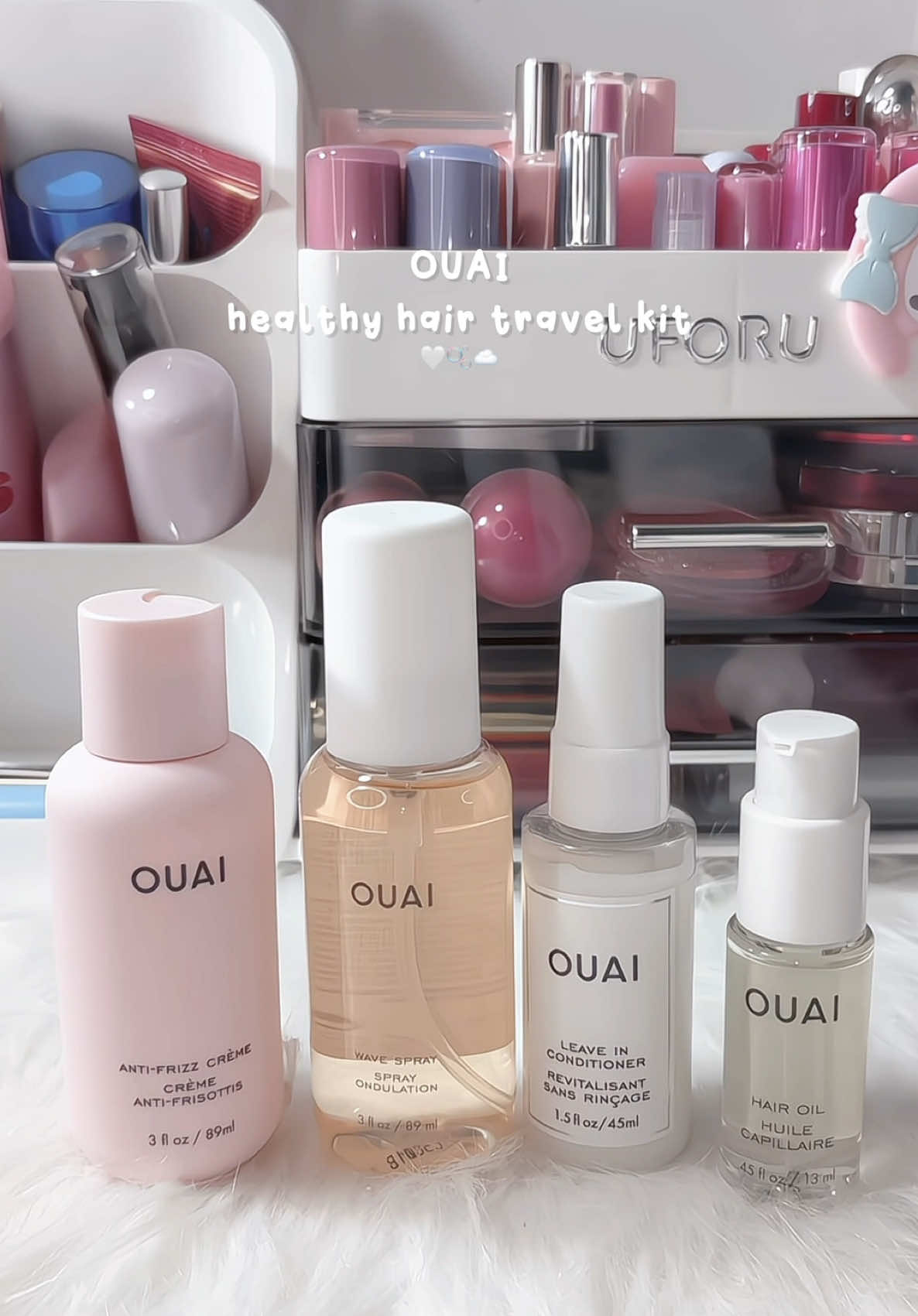 @THE OUAI Healthy Hair Travel Kit 💇🏻‍♀️✨ #ouai #antifrizz #haircare #frizzyhair #hairproducts    