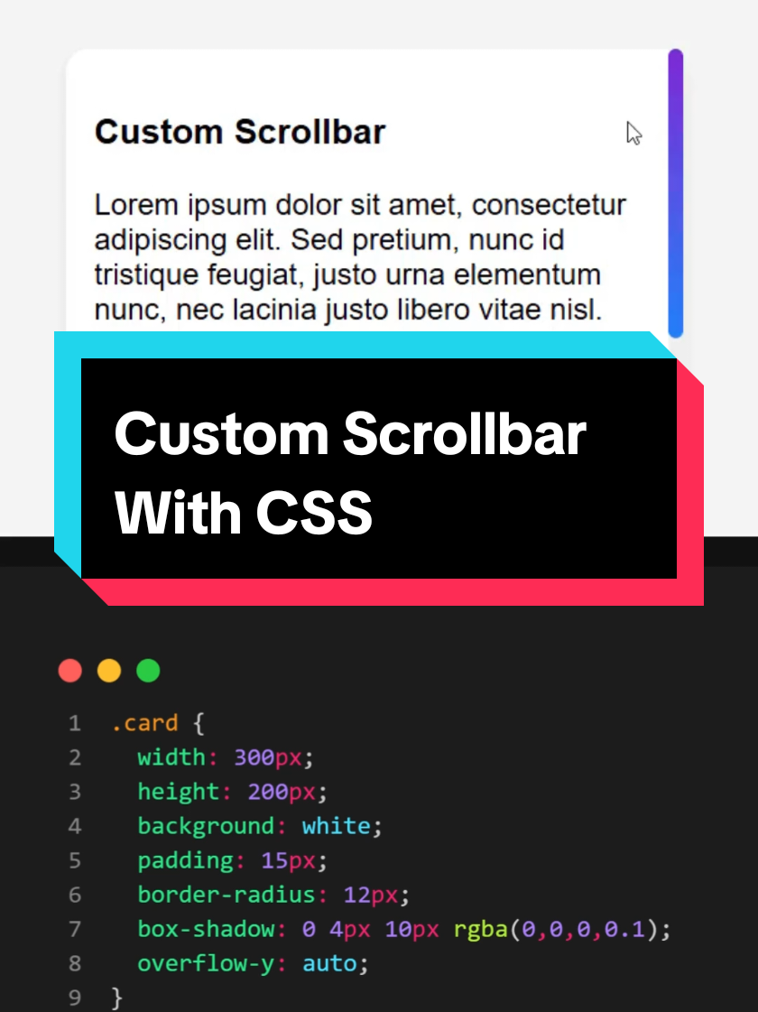 Custom Scrollbar With CSS #htmlcss #csstips #webdesign #frontenddeveloper 