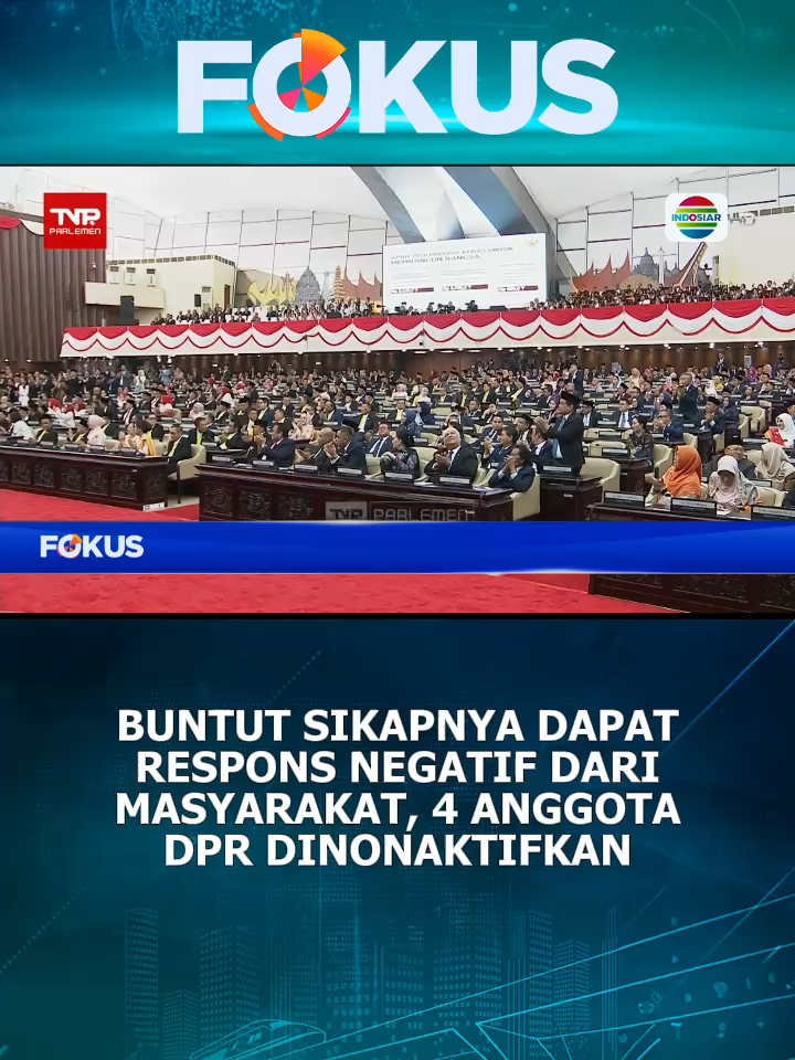 Sebanyak 4 anggota DPR yang sempat berkomentar kontroversi kini telah dinonaktifkan. #fokus #fokusindosiar #newsindosiar #beritatiktok #beritaditiktok #trending #berita #fypage #fypシ #viral #trend #fyp #beritaviral