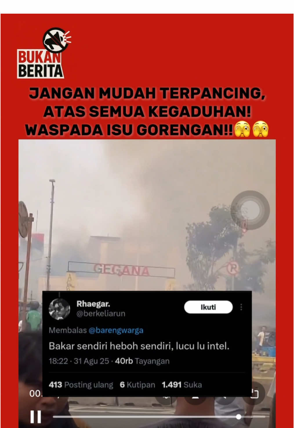 CONTOH TINDAKAN YANG “HAH” DARI OKNUM-OKNUM YANG PURA-PURA JADI MASSA AKSI🤤😚😚 #bukanberita #pemerintahindo #polriuntukmasyarakat #fyp #aparat 