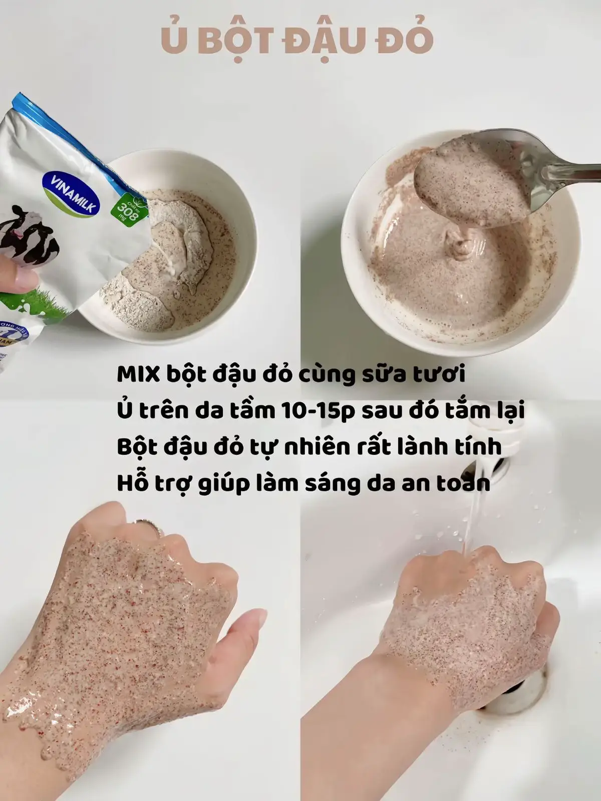 Tip làm trắng da ủ bột đậu đỏ❤️ #lamdep#congai#phunu#xh 