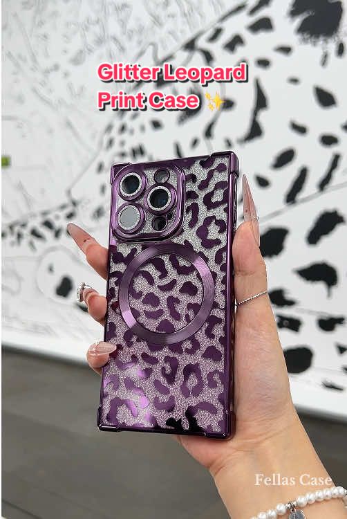 This glitter magsafe leopard print case is so pretty~ sparkling ✨ #phonecase #alana #innovation #fellascase #63
