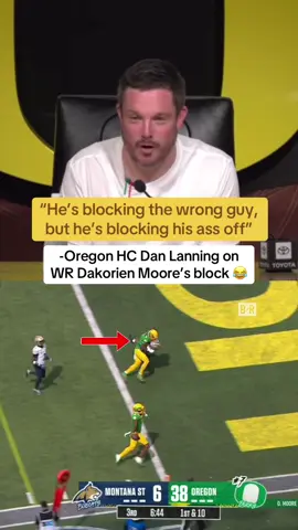 Dan Lanning loving the effort by Dakorien Moore 😅👏 (via GoDucksdotcom/YT) #cfb #CollegeFootball #oregon #football 
