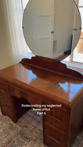 Truly my dream vanity!!! I cannot wait to do my makeup here every single day!!! #redecorating #homeoffice #vanity #vintagevanity #fyp 