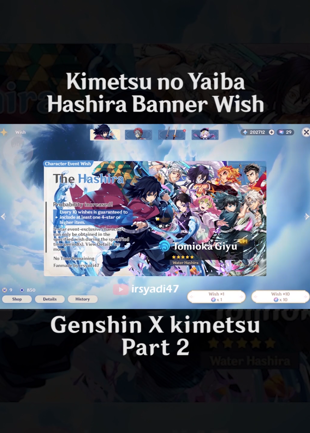 Genshin X Kimetsu no Yaiba Banner Gacha Wish Fanmade Part 2.  #GenshinImpact #demonslayer #genshinedit #kimetsunoyaiba  #tomiokagiyuu 