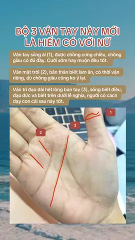 BỘ 3 VÂN TAY NÀY MỚI LÀ HIẾM CÓ VỚI NỮ !! và các bạn lưu ý vân chỉ tốt và thực sự đẹp khi nằm đúng vị trí, ko vân nào xuyên qua, ko bị ngắt đôi.