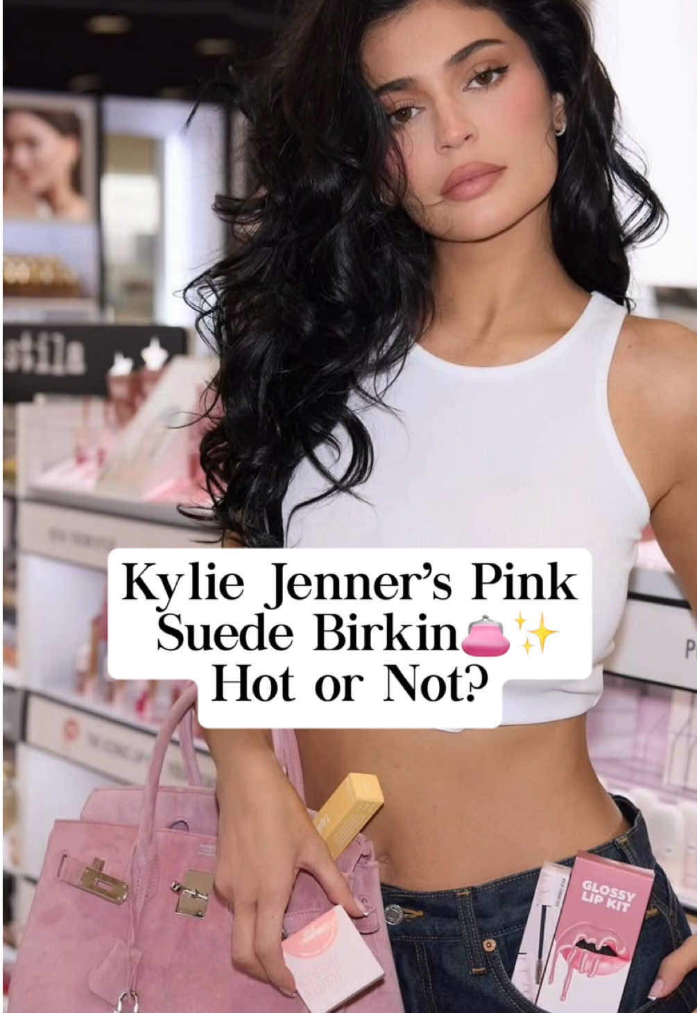 What are your thoughts on Kylie Jenner's pink suede Birkin? 👛✨ Would you wear it or pass? #KylieJenner #Birkin #doblisbirkin @Celine 