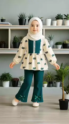 Setelan Anak Perempuan Celana Cutbray Motif Pita 182 MONTYFASHION #setelananakperempuan 
