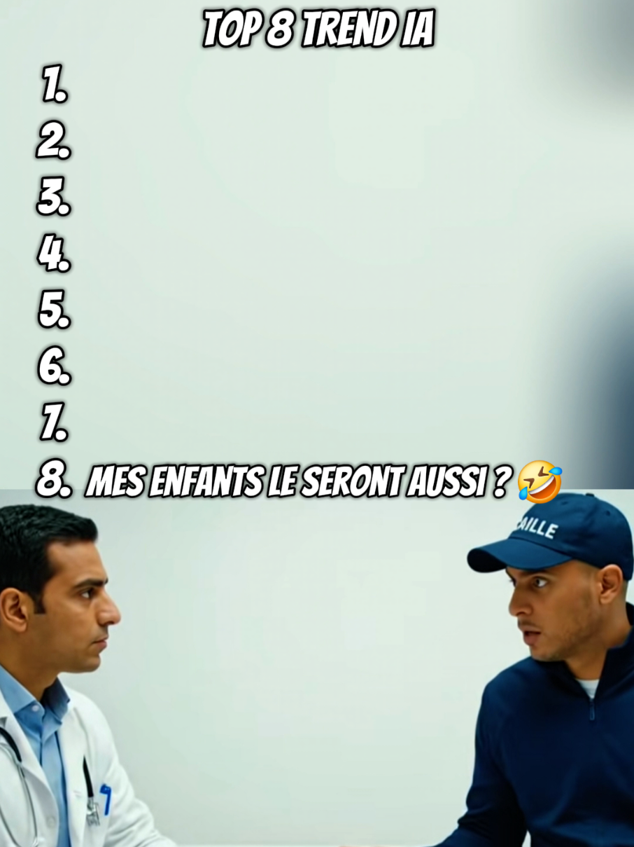 Top 8 trend IA, si toi aussi tu veux faire les mêmes vidéos que moi va voir mon profil ⭕️  #humour #trend #ia #veo3 #fyp 