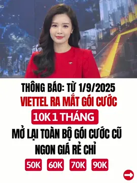 Viettel thông báo: Từ 1/9/2025 chính thức ra mắt gói cước 10k/tháng và mở lại toàn bộ gói cước cũ ngon rẻ 50k 60k 70k 90k 1 tháng.  Đăng ký soạn: Tên gói HDV gửi 290.  #viettel #myviettel #viettel5g #5gviettel #4gviettel #goicuocviettel #viettel2025 #goicuocmoi #dataviettel #goicuoc4gviettel #dangky4gviettel #mangdidong #mangviettel #xuhuong #reviewgoicuoc #tik10 #st60n #st90n #mxh100 