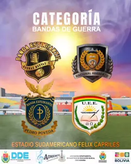 CONFORMADO CATEGORÍA BANDAS DE GUERRA IV CONCURSO DE BANDAS ESTUDIANTILES DEPARTAMENTAL Y NACIONAL COCHABAMBA 2025 #CapCut #lapaz_bolivia #cochabamba🇧🇴 #orurobolivia❤️💛💚 #bolivia🇧🇴 