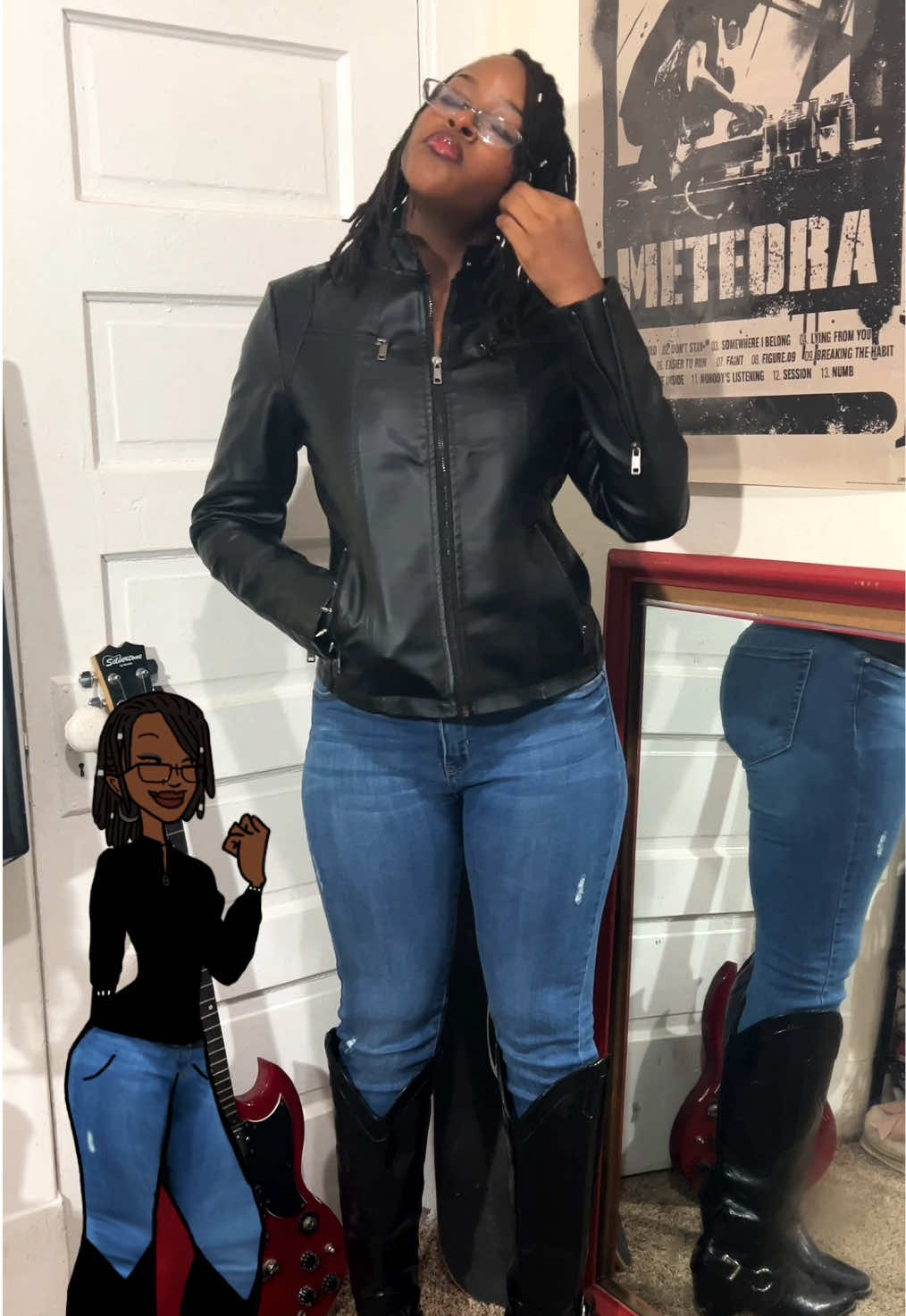 I’ve always wanted a fit just like this sooo bad especially after watching Death Note / peak btw #fypp #00snostalgia #90sfashion #outfitinspo #outfitideas #downtownmtv #leatherjacketoutfit #deathnote 