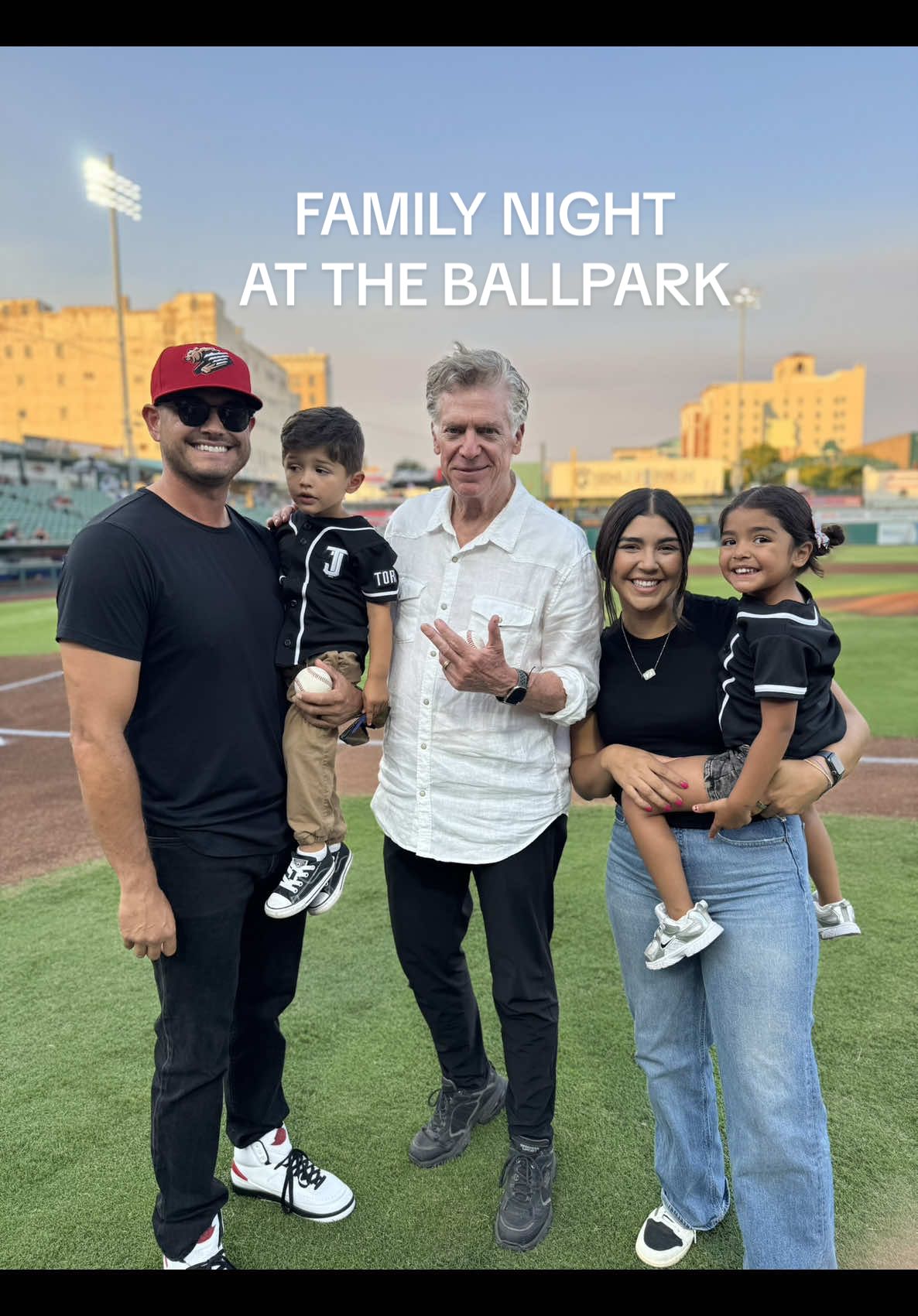 love me a full circle moment🥲  baseball was such a HUGE part of our lives for so long that getting to bring our kids back is something special!  Oh and we got to meet Shooota!!! #happygilmore #baseball #fresnogrizzlies 