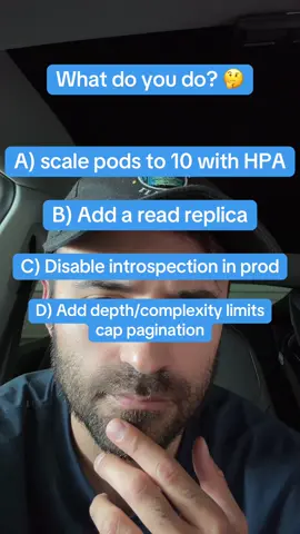 You’re on call! Triage quiz time. GraphQL pod’s CPU is pegged but the db seems normal. Something funky is going on. Can you figure out what the problem and resolution are? #techtok #software #programming #coding 
