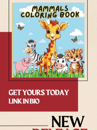 Mammals Coloring Book Available Now! Pages of fun animals to color and explore! #mammals #coloringbook #color #availablenow #newrelease