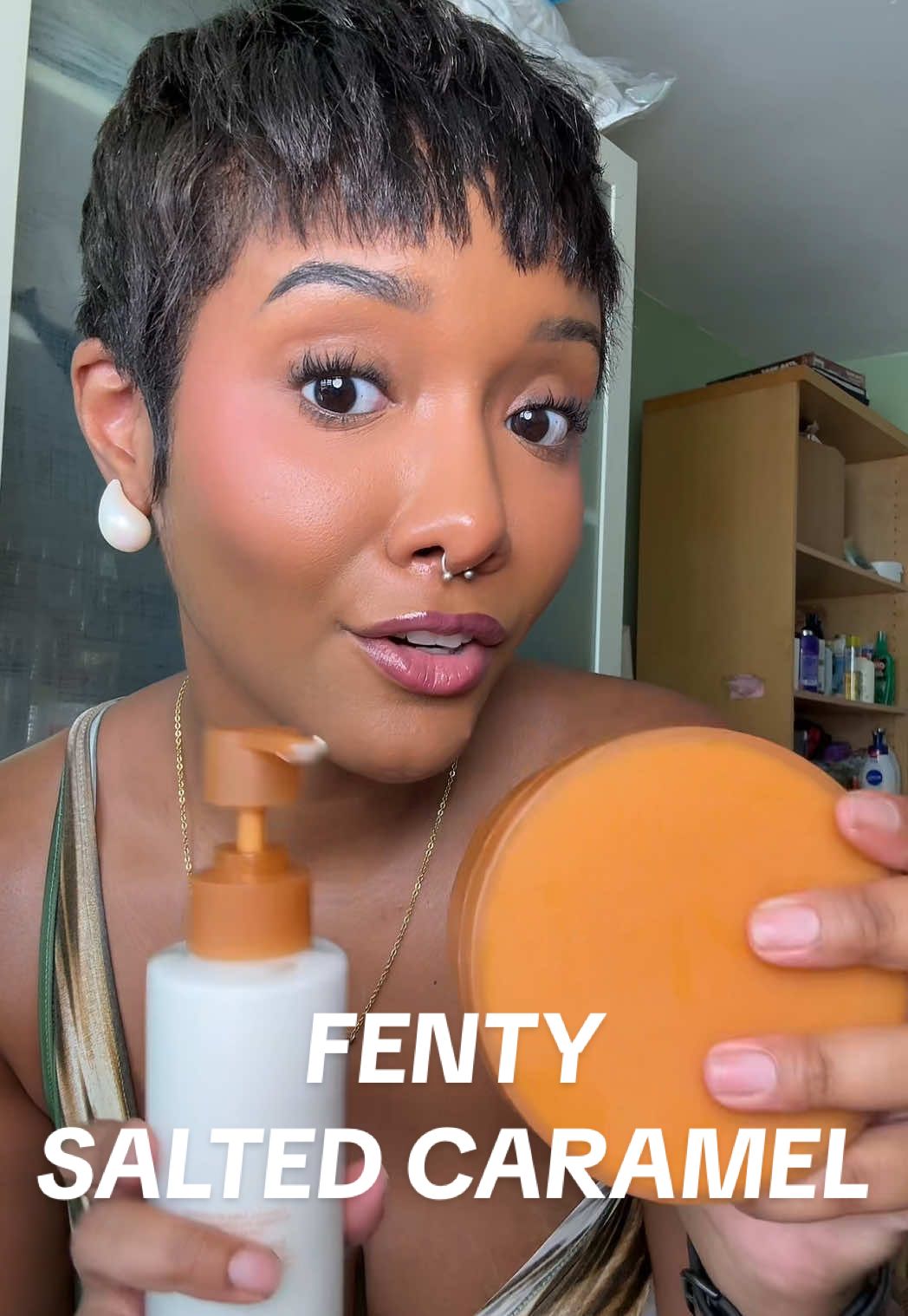 Replying to @kekelifeoftea It basically gives body oil without the oil in my opinion!  The salted caramel body milk AND body butter come in a bundle together for fall!  It’s limited edition so if you see it, act fast!  #fallscents #fentybodybutter #fallfragrances #saltedcaramel #tiktokshoplabordaysale 