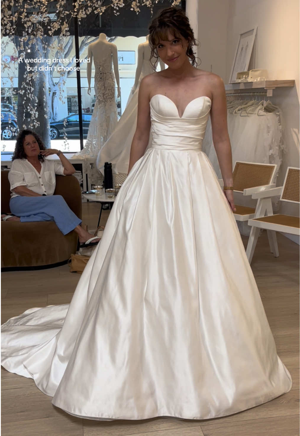 A wedding dress I loved but didn’t choose! Loved the bodice details and the buttons down the back! 👰🏻‍♀️💍💕 #weddingdress #weddingdressshopping #weddingdresstryon #classicweddingdress #wedding   
