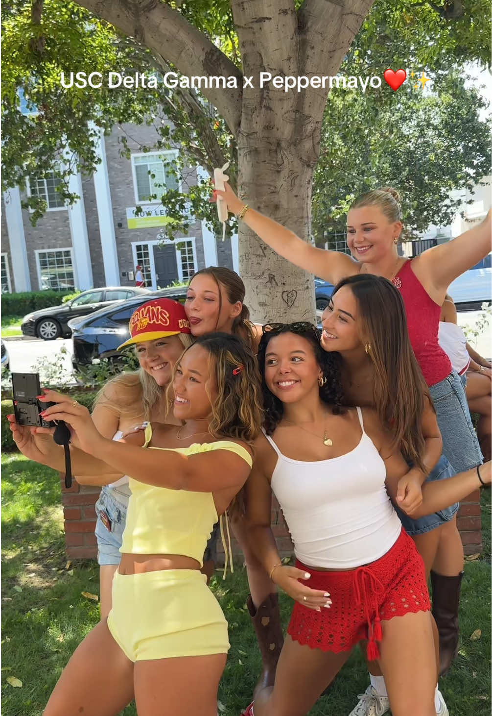 No one does tailgates like @USC DELTA GAMMA in Peppermayo🏈❤️💛  #rushtok #tailgateszn #fyp #peppermayo #usc 