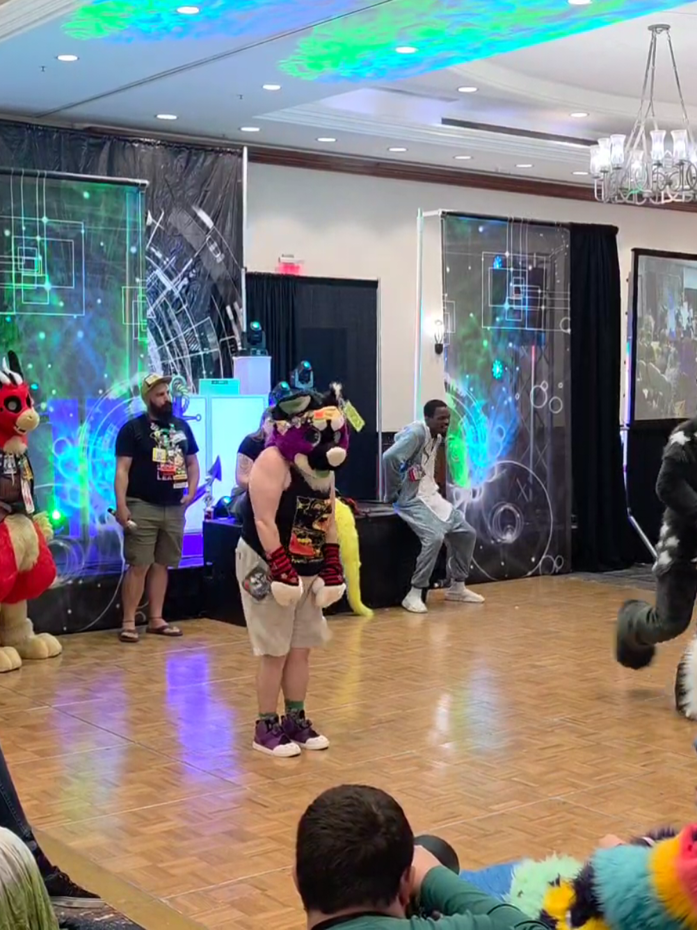 The second half of my round of lip sync fur your life (tik tok didn't like my copyrighted musicc) !!! I really wasn't expecting to get as far as I did, and it was so much fun messin' around on stage again! Shout out to my opponent, Gemini the black bear (Gemini_theBlackBear on telegram) !!  stay till the end for a cute lil clip of my girlfriend and the hype squad lol <3 #fursuitdance #fursonacon 