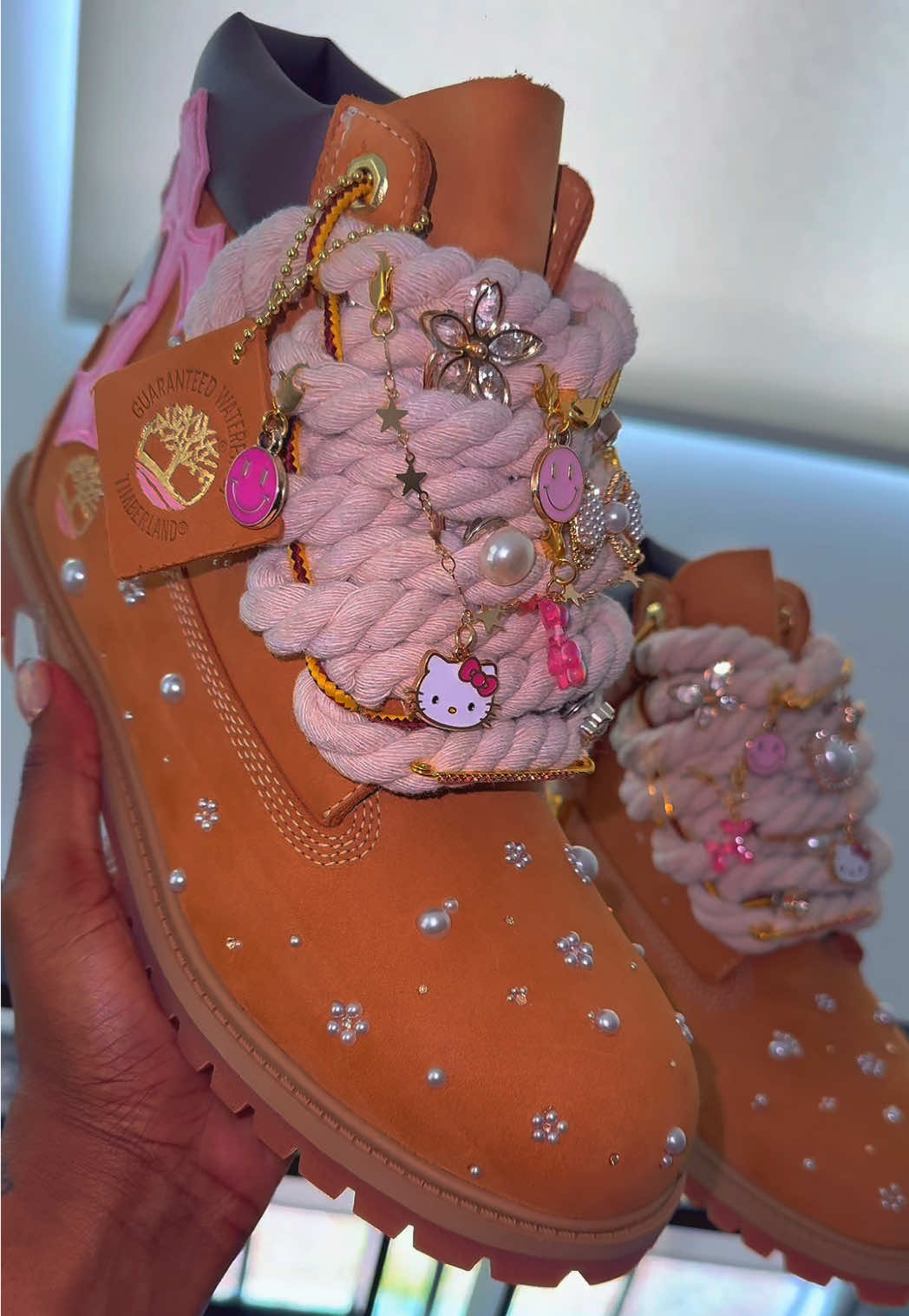 Go ahead, say these not 🔥… I’ll wait 👀 🙇🏾‍♀️  • • • #junktimbs #timberland #fyp #customshoes 