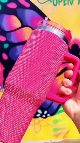 Copo Térmico 1200ml de Aço Inoxidável Strass Brilhante Com Tampa e Canudo link nos comentários 