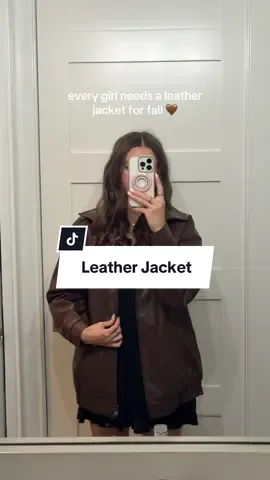 obsessed is an understatement 🤎 #leatherjacket #leatherjacketoutfit #fallfashion #falloutfits #ootdinspo 