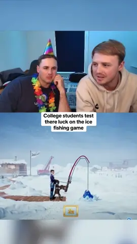 College students test there luck on the ice fishing game #kickstreaming 