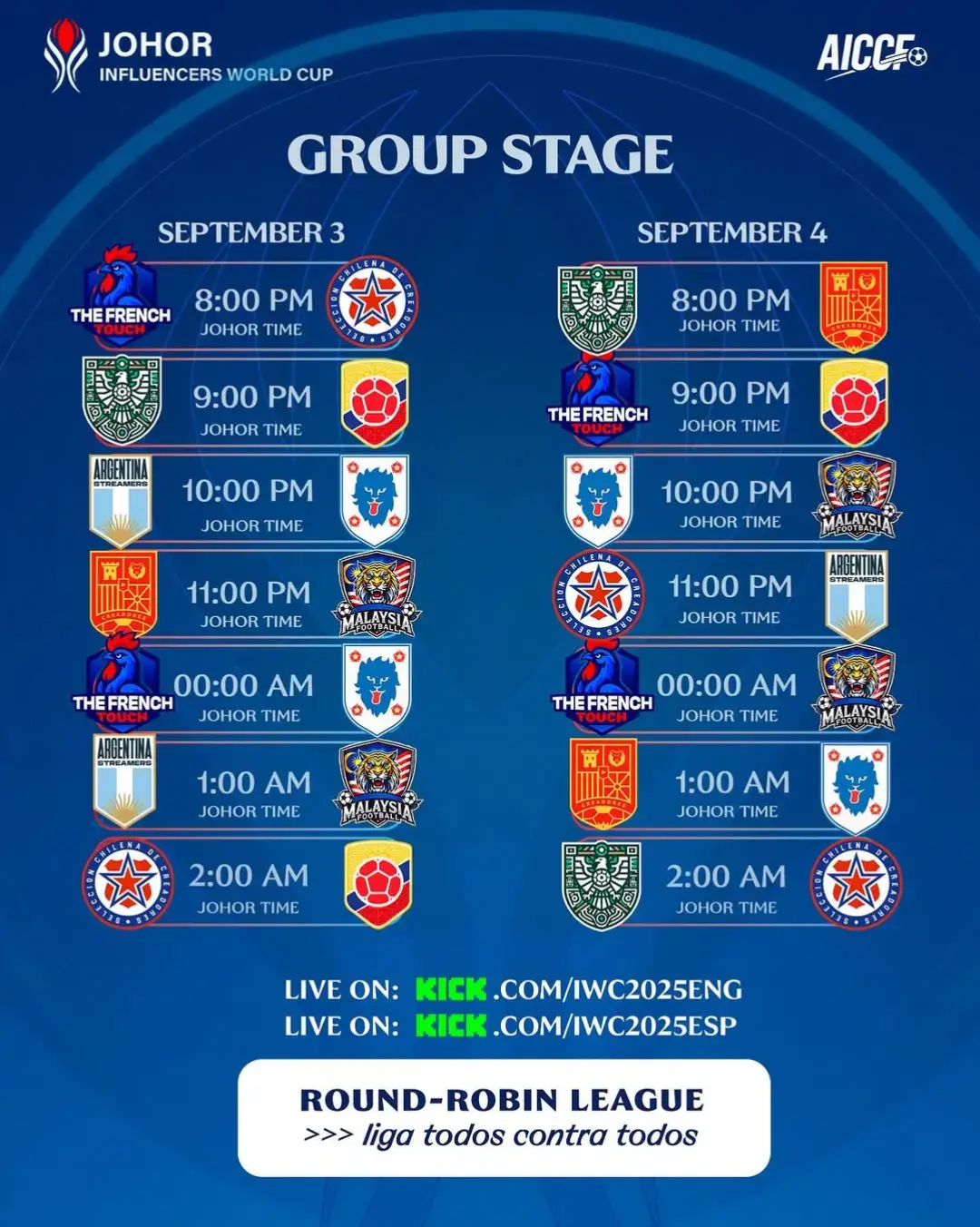 Jadual perlawanan influencer world cup 2025 #iwc2025 #fyp 