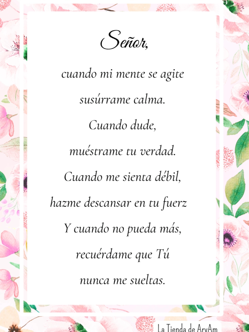 Oración. En los momentos de duda, ansiedad o cansancio, recuerda que nunca estás solo. Dios siempre está contigo, sosteniéndote con Su paz, Su verdad y Su fuerza.   #semillasdeamorparacadadía #latiendadearyam #oración #dioscontigo #confíaendios 