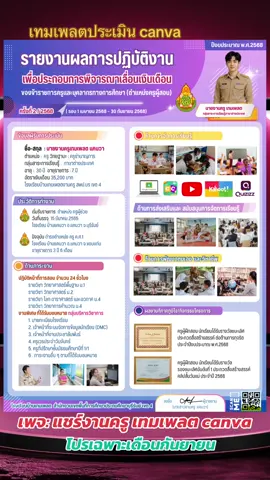 สวัสดีเดือนกันยายน เไม่ดือนแห่งการประเมิน ไม่ต้องปริ้นเล่มรายงานหนาๆแล้ว รวมรายงานหน้าเดียวแผ่นเดียวก็ครบเหมือนกัน สแกนดูไฟล์ออนไลน์ได้ เทมเพลต canva รายงานหน้าเดียว วิจัย SAR แผนการสอน PA ประเด็นท้าทาย ลดกระดาษสแกนดูไฟล์ได้ไม่ต้องปริ้นเล่ม 🙏🏻แชร์งานครู รวมทุกไฟล์แก้ไขในแคนวาได้  69.- (ถึงสิ้นเดือนสิงหาคมเท่านั้น) ใช้ทุกงาน อัปเดตทุกสัปดาห์ 📌 📍  #เทมเพลตcanva #เลื่อนเงินเดือนครู #ประเมินครูผู้ช่วย #รายงานpa #รายงานหน้าเดียว 