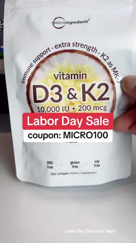 Micro Ingredients Vitamin D3 K2 Supplement Softgels flash sale discount deal coupon code free shipping*  #spotlightfinds #TikTokShopCreatorPicks #TikTokShopRestock #TikTokShopLaborDaySale #SuperBrandClub  *Disclaimer: Prices, sales, coupons, discounts are accurate at the time this video is posted and may vary afterwards as the Seller and TikTok may regularly change their limited-time promotions. Check the product page for the most current price. Free shipping, sale prices, and TikTok coupons may vary by account. Whatever items and quantities are in your cart at checkout is exactly what you will receive. 