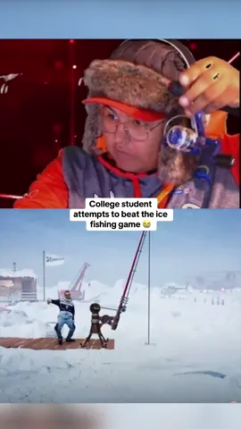 College student attempts to beat the ice fishing game 😭 #kickstreaming