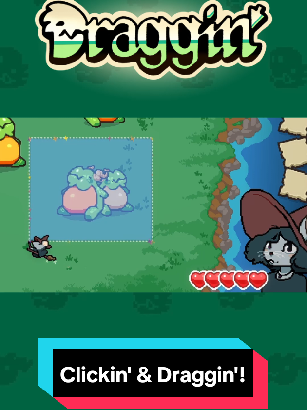 There's now a whole game around the boxes you idly click and drag on your desktop! Check out Draggin' on Steam today! #indiegames #casualgame #roguelite #dragon #witch 