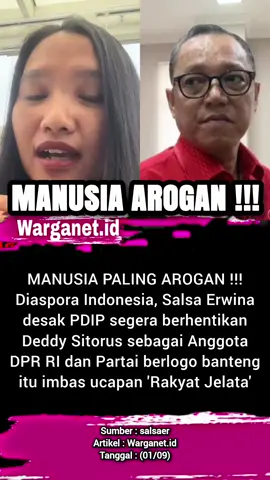 Diaspora Indonesia desak PDIP pecat Deddy Sitorus. 01/09 #salsaerwina #deddysitorus #rakyatjelata #megawati #pdip 