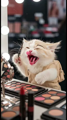 おにゃんこぽん初化粧の結果は....？💄 #aicat  #AI猫  #fanny  #kitten  #猫好きさんと繋がりたい 