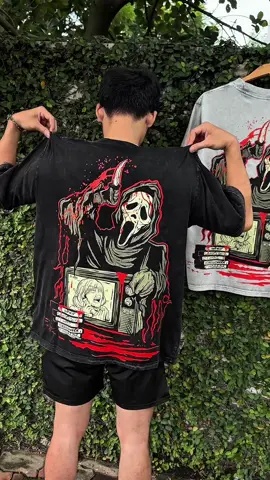 Ghostface makes the call, I make the outfit 📞👻 Ghost Face Dead by Daylight Horror Washed Tee Shirt 🔥🔥 #ghostface #deadbydaylight #deadbydaylightedits #horror #movies #dbdkiller #dbd #deadbydaylightmoments #shirt #Halloween #fyp #viral 