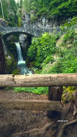 Tucked within Mount Rainier National Park, Christine Falls flows gracefully through mossy cliffs beneath its charming historic stone bridge, framed by evergreens and rugged rock. #pacificnorthwest #waterfalls #pnw #beautifuldestinations #pnwexplored 