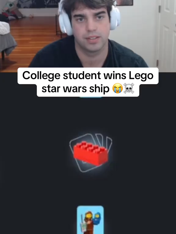 College student wins Lego Star wars ship #fyp #kick #packdraw #epic