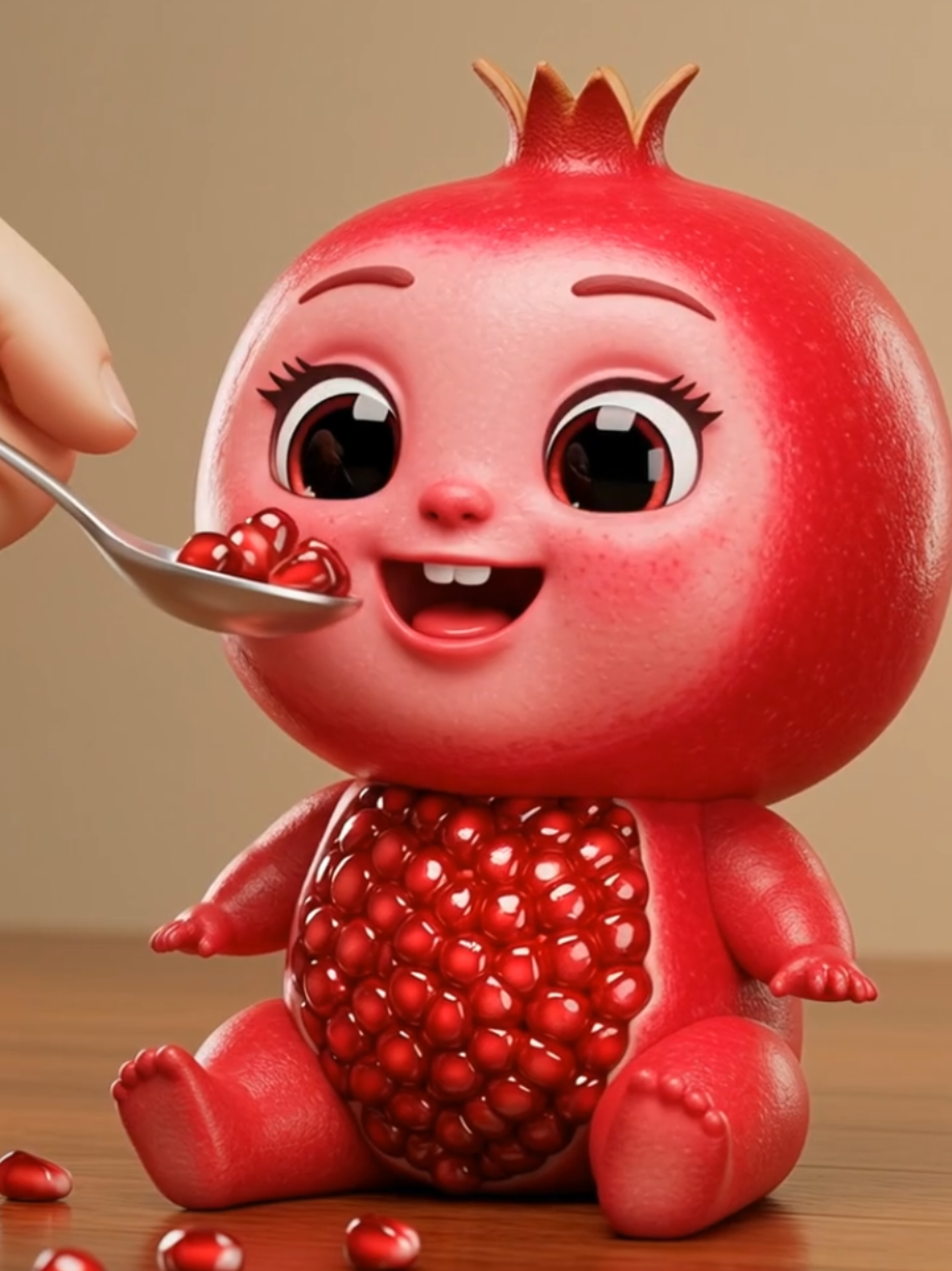 Pomegranate baby 🥰 #fruittransformation #eating #babyfruitfeeder #babyfruit 