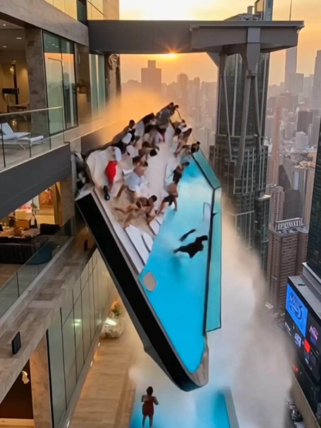 Infinity Pool Rooftop Collapses From Skyscraper in Structural Failure