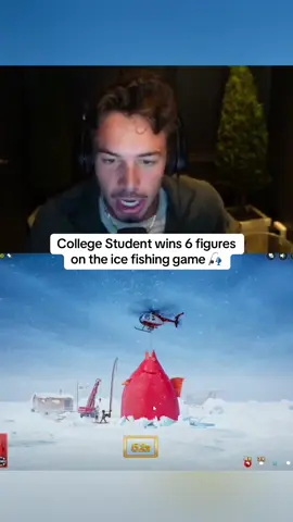 College Student wins 6 figures on the ice fishing game 🎣 (#kickstreaming 